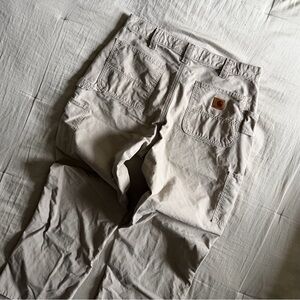 Carhartt Carpenter Cargo Pants Cream Men’s 36x32 Workwear Distressed